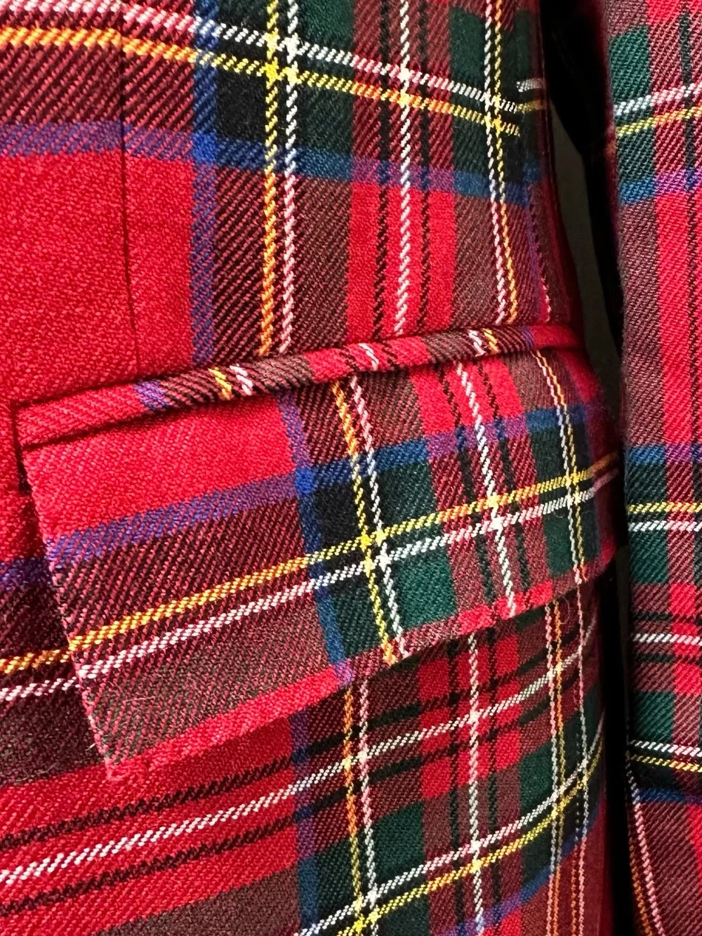 Polo Ralph Lauren Made in Italy Virgin Wool Red Tartan Plaid Blazer 40L